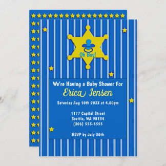 Yellow Stars and Pacifier Baby Boy Shower Invitation