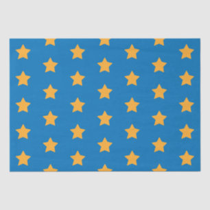 Yellow Stars Geometric Starry Blue Pattern  Tissue Paper