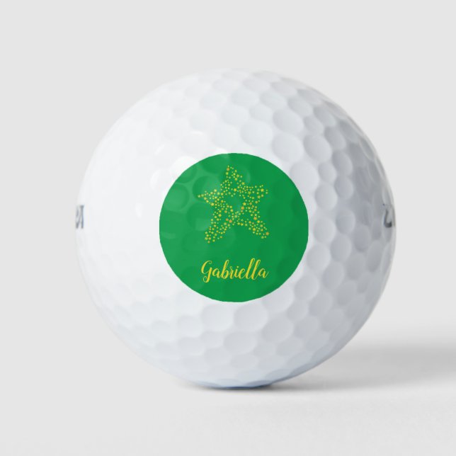 Yellow stars in star on green golf balls (Front)