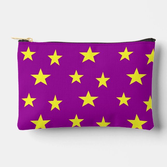 Yellow stars on purple accessory pouch (Front)