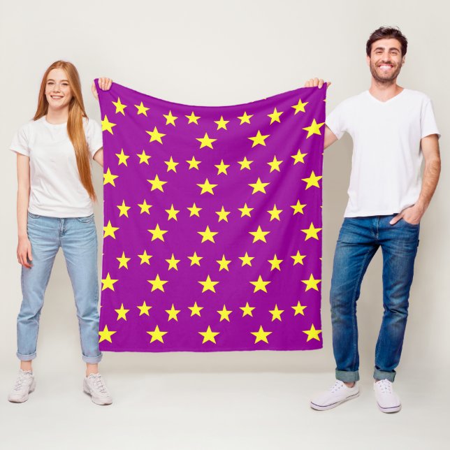 Yellow stars on purple fleece blanket (In Situ)