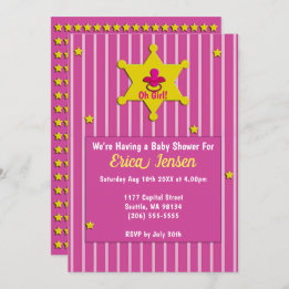 Yellow Stars & Pacifier Baby Girl Shower Invitation