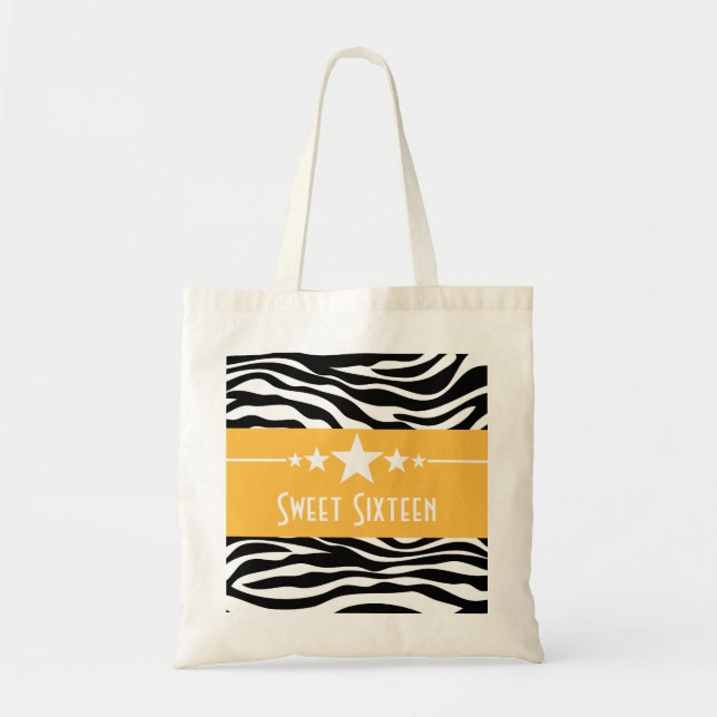 Yellow Stars Zebra Print Sweet 16 Bag (Front)