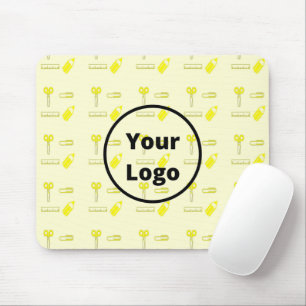 Yellow stationery business pattern mouse mat