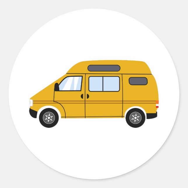 Yellow Stealth Camper Van High Top Mobile Freedom Classic Round Sticker (Front)