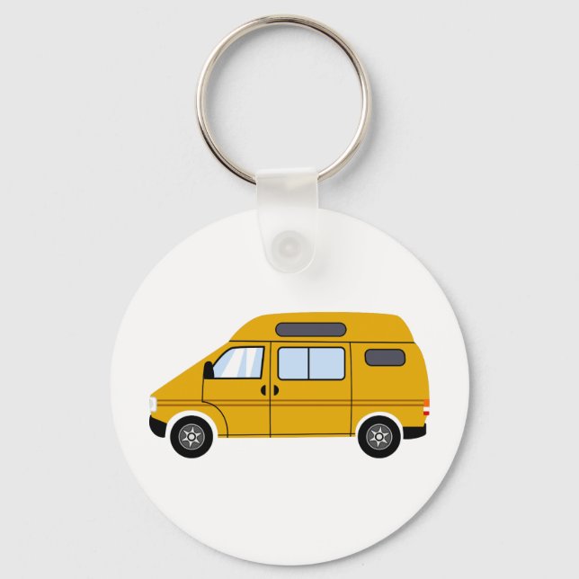 Yellow Stealth Camper Van High Top Mobile Freedom Key Ring (Front)