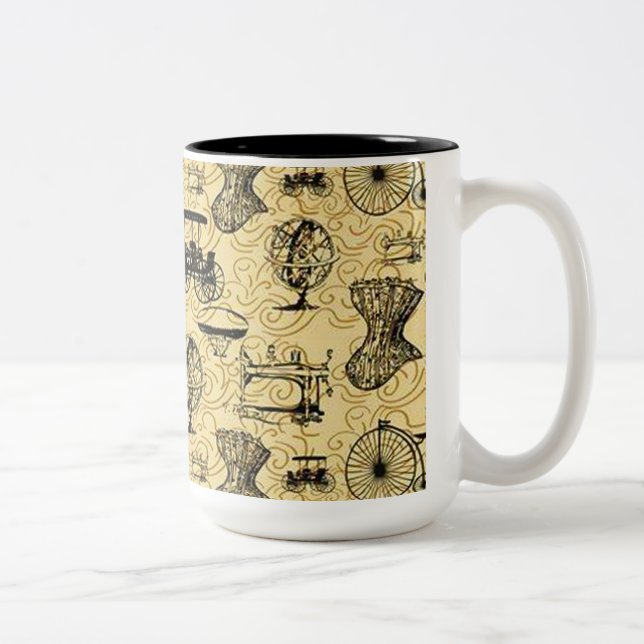 Yellow Steampunk Pattern Coffee Mug (Right)