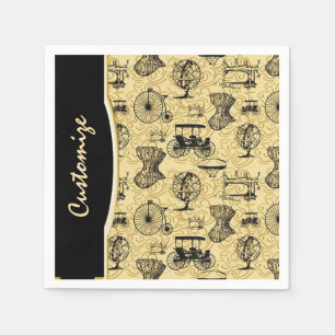 Yellow Steampunk Pattern Napkins