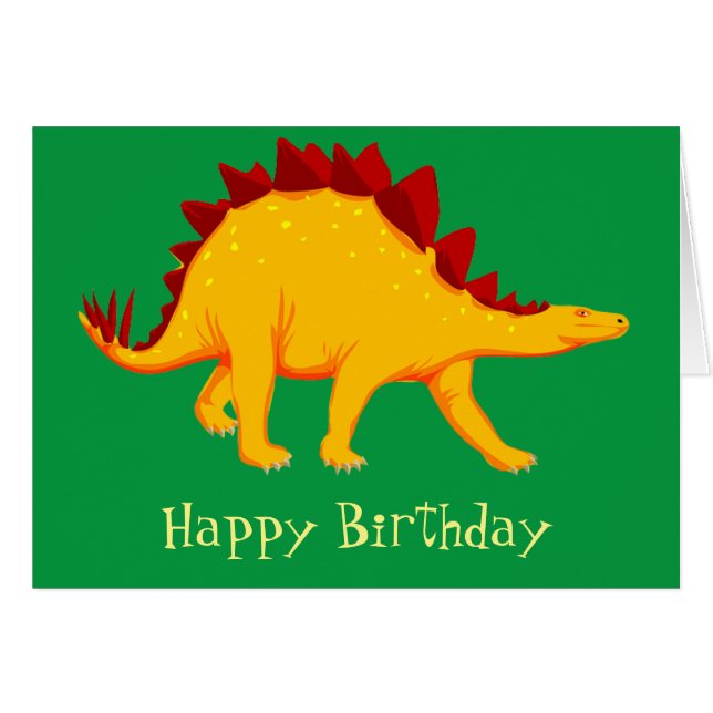 Yellow Stegosaurus dinosaur cute illustration (Front Horizontal)