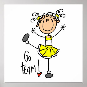 Yellow Stick Figure Cheerleader T-shirts and Gifts Poster