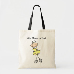 Yellow Stick Figure Girl Ice Skater Customised Bag
