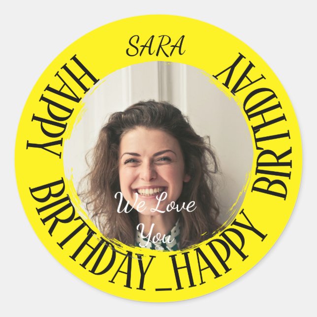yellow Sticker for birthday fully customisable (Front)