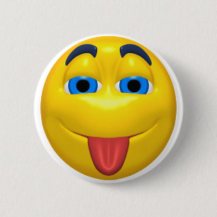 Yellow Sticking Out Tounge 6 Cm Round Badge