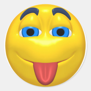 Yellow Sticking Out Tounge Classic Round Sticker