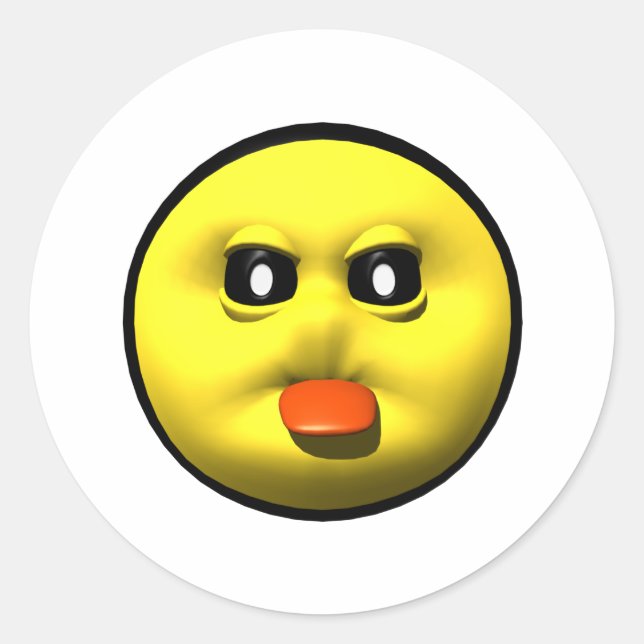 Yellow sticking out tounge classic round sticker (Front)