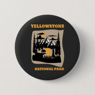 yellow stone national park 6 cm round badge