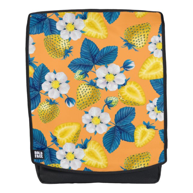 Yellow strawberries on orange backpack (Front)