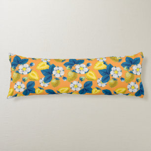 Yellow strawberries on orange body cushion