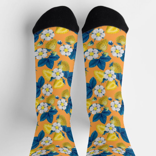 Yellow strawberries on orange socks (Top)