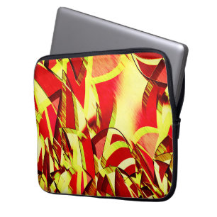 Yellow streaks on red, drizzled image laptop sleeve