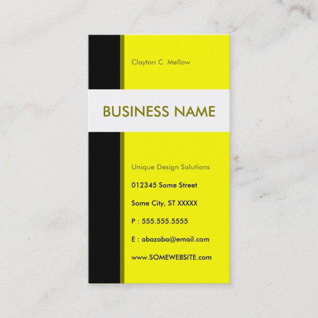 yellow streamline business card (Front)
