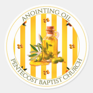Yellow Stripe Anointing Oil Church Favour Gift Classic Round Sticker