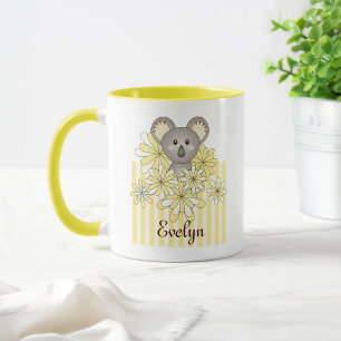 Yellow Stripe Cute Cartoon Baby Koala Bear Kids Mug