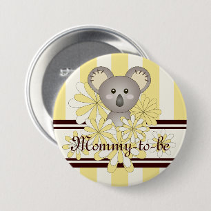 Yellow Stripe Cute Koala Baby Shower Mummy-to-be 7.5 Cm Round Badge