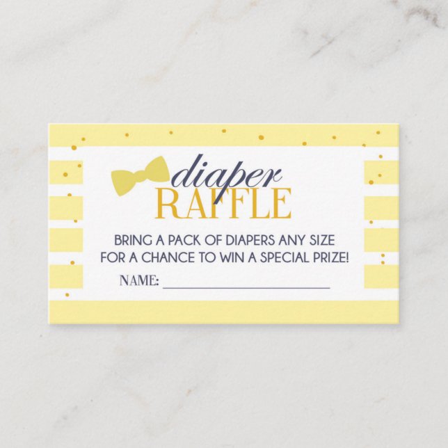 Yellow Stripe Diaper Raffle Ticket Enclosure Card (Front)