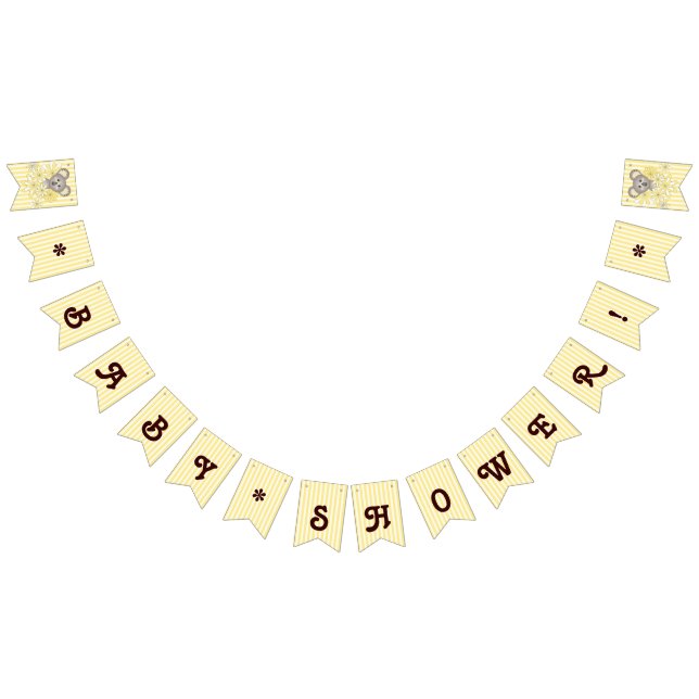 Yellow Stripe Koala Gender Neutral Baby Shower Bunting (All)