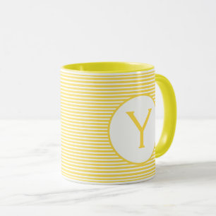 Yellow Stripe Monogram Mug