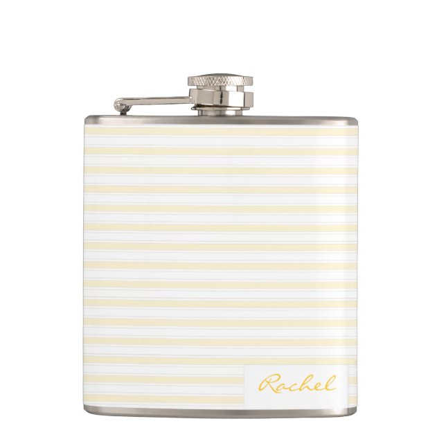 Yellow Stripe Pattern Hip Flask (Front)