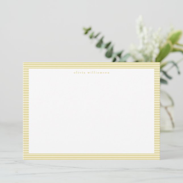 Yellow Stripe Preppy Classic Personalised Name Card (Standing Front)