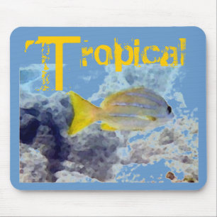 Yellow Stripe Tropical Fish Mouse Mat