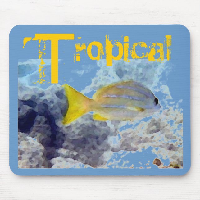 Yellow Stripe Tropical Fish Mouse Mat (Front)