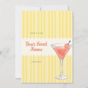 Yellow Stripe Watercolor Cocktail Invitation