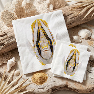 Yellow Striped Angelfish Portrait Napkin