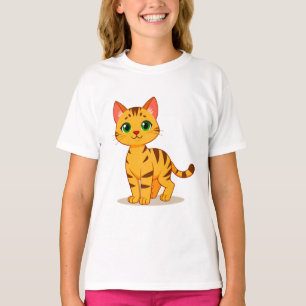 Yellow Striped Cat With Bright Green Eyes T-Shirt