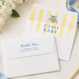 Yellow Striped Ciao Baby Lemon Baby Shower Envelope