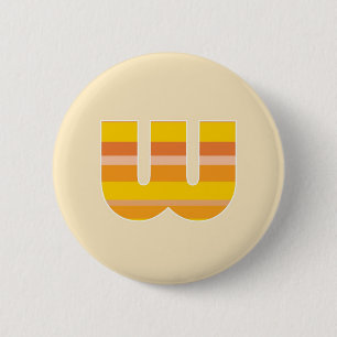 Yellow Striped Monogram - Letter W 6 Cm Round Badge