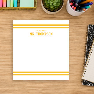 Yellow Striped Teacher School Notepad