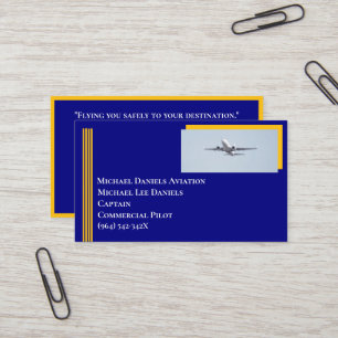 Yellow Stripes Commercial Aeroplane Captain Pilot  Business Card