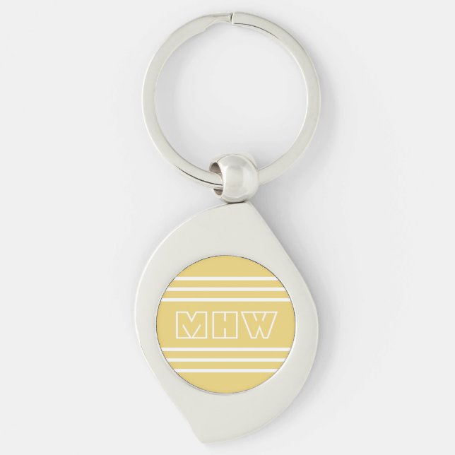 Yellow Stripes custom monogram key chain (Front)