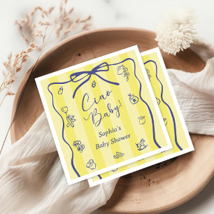 Yellow Stripes Italian Themed Ciao Baby Napkin