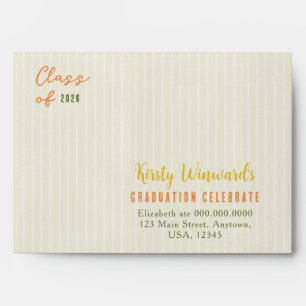 Yellow Stripes Lemons and Flowers Graduation Envelope