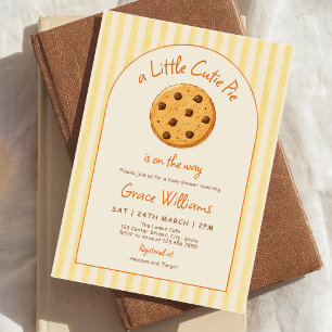 Yellow Stripes Little Cutie Pie Baby Shower Invitation
