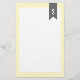 Yellow Stripes Monogram Stationery