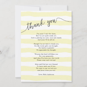Yellow Stripes Neutral Baby Shower Poem Thank You Card