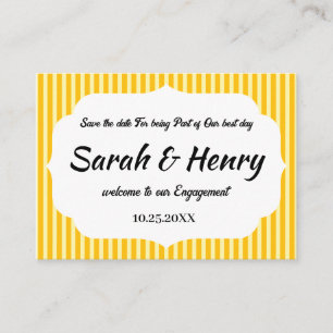 YELLOW STRIPES PERSONALIZED NAME SAVE THE DATES  ENCLOSURE CARD