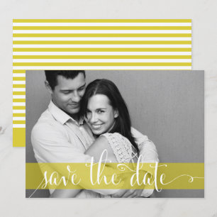 Yellow Stripes Save the Date Photo Announcement